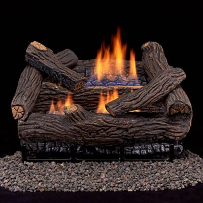 Duluth Forge DLS-L18T-2, Vent Free Gas Log Set, U-Burner Chassis: Propane, Thermostat, and Fiber Logs: 18 in. Stacked Red Oak