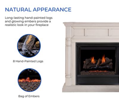 Image showing  DLS-N24T-2, Vent Free Gas Log Set, Ember Chassis: Natural Gas, Thermostat Control, and Fiber Logs: 24in Stacked Oak