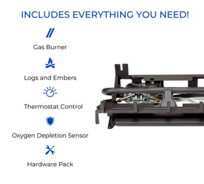 Image showing 5 th Duluth Forge DLS-N24T-2, Vent Free Gas Log Set, Ember Chassis: Natural Gas, Thermostat Control, and Fiber Logs: 24in Stacked Oak