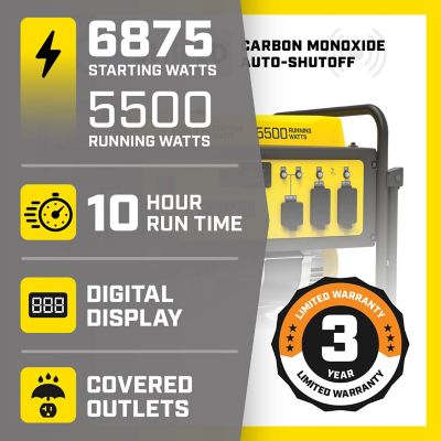 Image showing  5500-Watt Portable Generator with CO Shield
