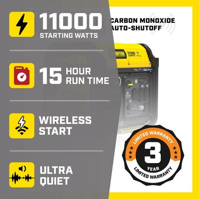 Image showing  11,000-Watt Wireless Remote Start Tri Fuel Portable Inverter Generator with CO Shield