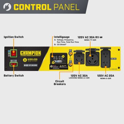 Image showing 5 th Champion Power Equipment 3650-Watt Wireless Remote Start RV Ready Portable Generator with CO Shield