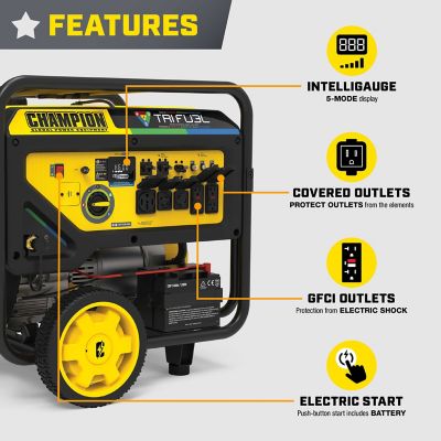 Image showing  13,500-Watt Electric Start Tri Fuel Home Backup Portable Generator with CO Shield