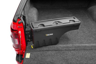 Image showing 9 th RealTruck UnderCover SwingCase Tool and Truck Bed Storage Box 2015-2026 Ford F-150 Drivers Side Black Smooth