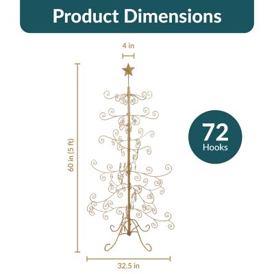 Image showing  Noelle 60-Inch Metal Christmas Ornament Tree - Gold