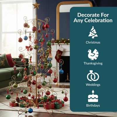 Image showing  Noelle 60-Inch Metal Christmas Ornament Tree - Gold