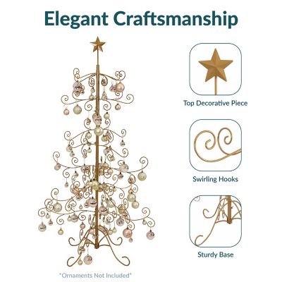 Image showing 5 th Sunnydaze Decor Noelle 60-Inch Metal Christmas Ornament Tree - Gold