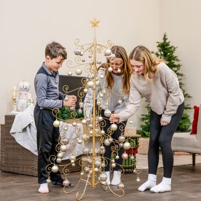 Image showing 9 th Sunnydaze Decor Noelle 60-Inch Metal Christmas Ornament Tree - Gold