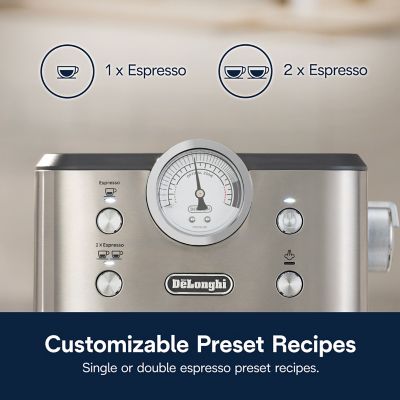 Image showing 7 th DeLonghi Linea Classic Automatic Espresso Machine with Milk Frother and Pressure Gauge Display