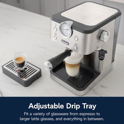 Image showing 8 th DeLonghi Linea Classic Automatic Espresso Machine with Milk Frother and Pressure Gauge Display