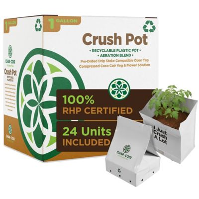 Char Coir 1 gal. Crush Pot 70% Coco Pith/30% Coco Fiber Compressed Growing Medium in Recyclable Pot, 24 pk., 48 Case