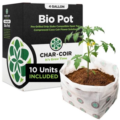 Char Coir 4 gal. BioPot RHP Certified Organic Compressed Coco Coir Fabric Pots for Flowering & Mother Stock, 10 pk., 24 Case
