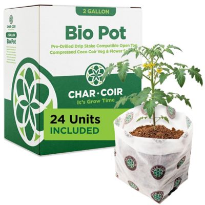 Char Coir 2 gal. BioPot 100% RHP Certified Compressed Coco Coir Fabric Pots for Vegetative Stage, 24 pk., 36 Case