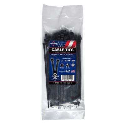 Mayhew 7 in. 50 lb. UV Black Cable Ties, 100 pk.