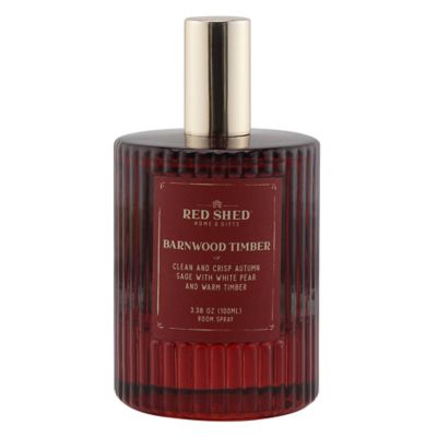 Red Shed Barnwood Timber Scented Ribbed Glass Room Spray, 100ml, Red