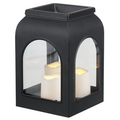 Red Shed Holiday Lantern with Trio Candles Wax Warmer, 6.7 in.