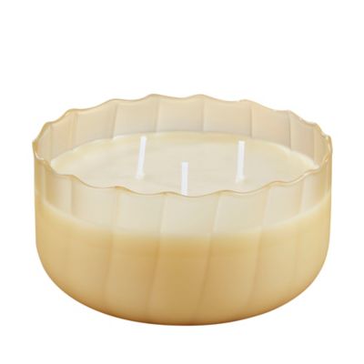 Red Shed Ruffle Glass Nutty Vetiver Scented Candle, Yellow, 12 oz.