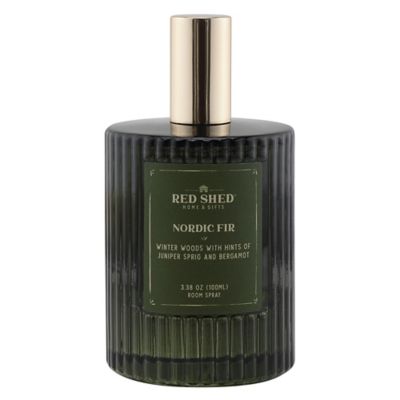Red Shed Nordic Fir Scented Ribbed Glass Room Spray, 100ml, Green