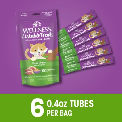 Image showing  Lickable Treats Soft Puree Natural Grain Free Cat Treats, Duck, Contains 6 - 0.4 oz. Tubes