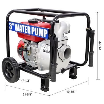Image showing  Gas Water Pump 3 in., 264GPM, 7HP 212CC, 50 ft. & 12 ft. Hose, Wheels and Handle