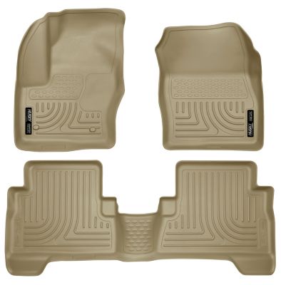 Husky Liners Weatherbeater Floor Mats 2013 - 2019 Ford Escape 2013 - 2018 Ford C-Max Front 2nd Row 3-pc Tan