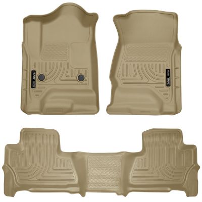 Image showing  Weatherbeater Floor Mats 2015 - 2020 Chevy Suburban GMC Yukon XL Front 2nd Row 3-pc Tan