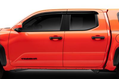Image showing  Low Profile Ventvisor Rain Guards 2024 - 2025 Toyota Tacoma DOUBLE CAB Front Rear Smoke 4-pc