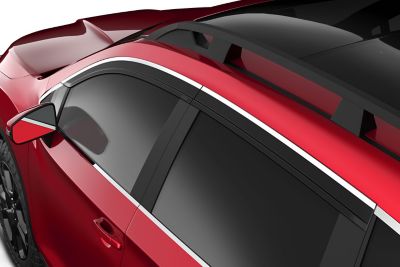 Image showing  Low Profile Ventvisor Rain Guards 2019 - 2024 Subaru Ascent Front Rear Smoke with Chrome Trim 4-pc