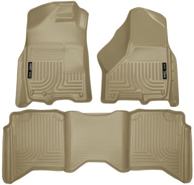 Husky Liners Floor Mats 2009-2024 Dodge Ram 1500 19-24 Classic Body only Crew Cab 2010-18 Ram 2500/3500 with Auto Trans Tan