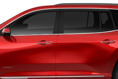 Image showing  Low Profile Ventvisor Rain Guards 2018 - 2024 Buick Enclave Front Rear Smoke with Chrome Trim 4-pc