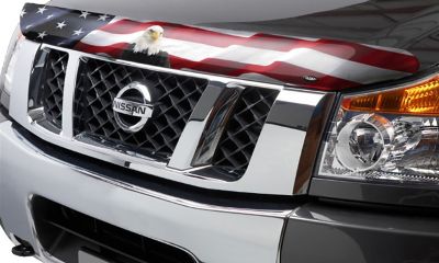 Husky Liners Hood Protector with American Flag 2017 - 2024 Nissan TitanHigh Profile / Bug Shield - 1 pc. Multi-Colored-USA