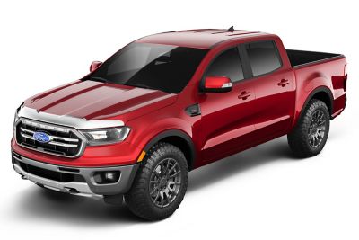 Image showing  Aeroskin Hood Protector 2019 - 2024 Ford Ranger Low Profile Deflector / Bug Shield - 1 pc. Chrome