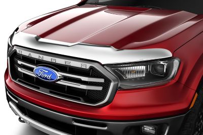 Husky Liners Aeroskin Hood Protector 2024 - 2025 Ford Ranger Low Profile Deflector / Bug Shield - 1 pc. Chrome