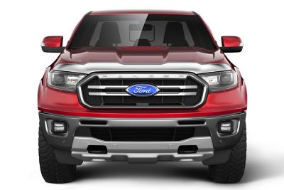 Image showing  Aeroskin Hood Protector 2024 - 2025 Ford Ranger Low Profile Deflector / Bug Shield - 1 pc. Chrome