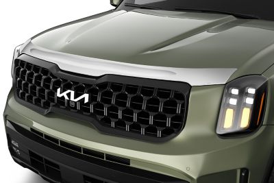 Image showing  Aeroskin Hood Protector 2020 - 2025 Kia Telluride Low Profile Deflector / Bug Shield - 1 pc. Chrome