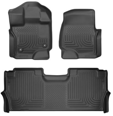 Husky Liners Floor Mats 2021-2025 Ford F-150 Includes 2022-2025 Lightning SUPERCREW Cab with Carpet with Fold Flat Storage