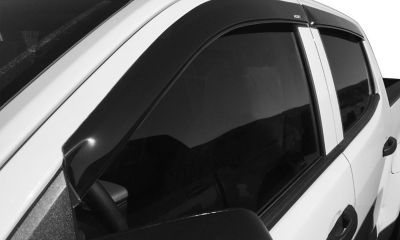 Image showing 1 th Husky Liners Low Profile Ventvisor Rain Guards 2019 - 2025 Ram 1500 QUAD CAB ONLY Front Rear Smoke 4-pc