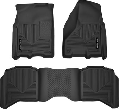 Husky Liners Floor Mats 2009-2024 Dodge Ram 1500 19-24 Classic Body only Crew Cab 2010-18 Ram 2500/3500 with Auto Trans Black