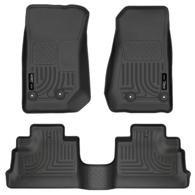 Husky Liners Weatherbeater Floor Mats 2007 - 2018 Jeep Wrangler JK Unlimited 4-Door Front 2nd Row 3 pc. Black