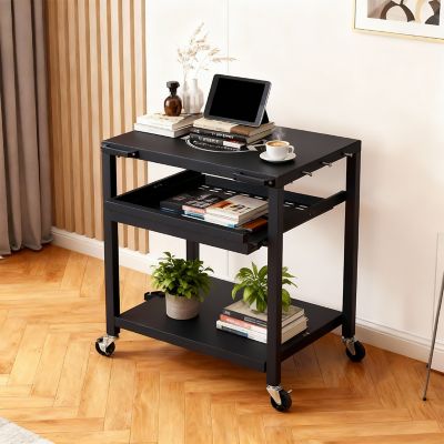 Image showing  32 in. Outdoor BBQ Prep Table, 3-Shelf Movable Grill Cart