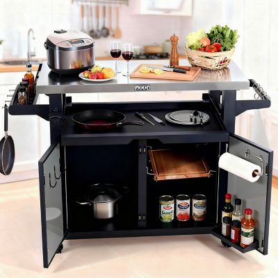 Image showing  Pro 42 in. Outdoor FreeStanding Grill Cart with Cabinet, Movable Outdoor Cart Storage Table