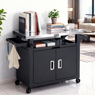 Image showing  Pro 42 in. Outdoor FreeStanding Grill Cart with Cabinet, Movable Outdoor Cart Storage Table