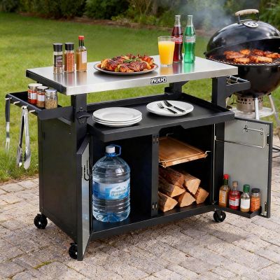 Image showing  Pro 42 in. Outdoor FreeStanding Grill Cart with Cabinet, Movable Outdoor Cart Storage Table