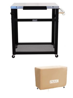 NUUK Double Shelf 30 in. Prep Table with Handle, Outdoor Kitchen Grill Cart