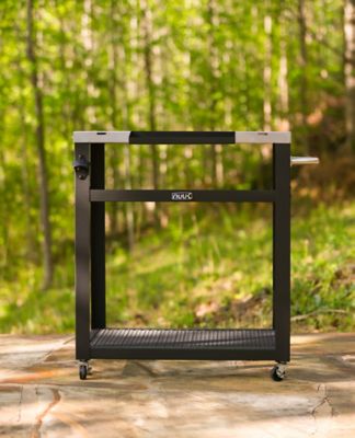 Image showing  Double Shelf 30 in. Prep Table with Handle, Outdoor Kitchen Grill Cart