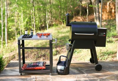 Image showing  Double Shelf 30 in. Prep Table with Handle, Outdoor Kitchen Grill Cart