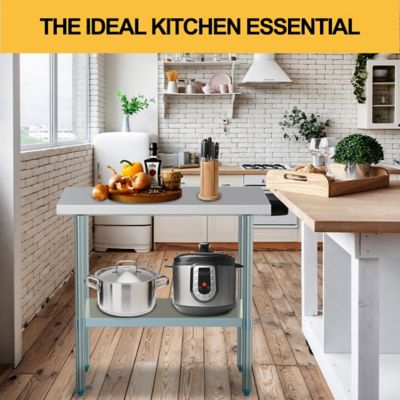 Image showing  36 in.Stainless Steel Work Table, Heavy Duty Commercial Kitchen Food Prep Station