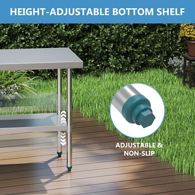 Image showing  36 in.Stainless Steel Work Table, Heavy Duty Commercial Kitchen Food Prep Station