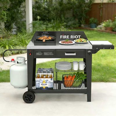 Image showing 6 th Fire Riot Outdoor Propane 50,000BTU Wok Cooking Station, Outdoor Burner with Table