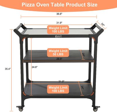 Image showing  Outdoor 24 x 32in. Stainless Steel Food Prep Cart, Patio Rolling Grill Table with 3 Shelf